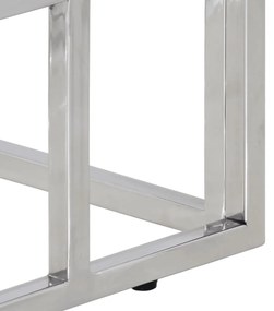 Mesa consola aço inoxidável e vidro temperado prateado