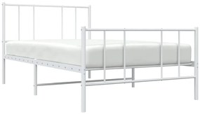 Estrutura de cama com cabeceira e pés 100x190 cm metal branco