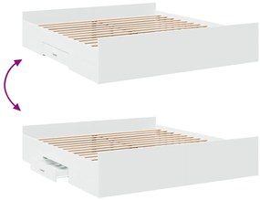 Estrutura de cama c/ gavetas 200x200cm derivados madeira branco