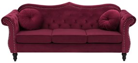 Sofá de 3 lugares em veludo vermelho escuro SKIEN Beliani