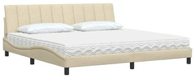 Cama com colchão 200x200 cm tecido cor creme