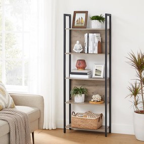 Estante de pé com 5 níveis de prateleiras abertas 62 x 24 x 165 cm Preto-Greige