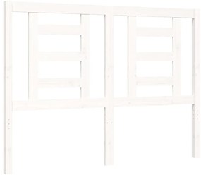 Estrutura de cama com cabeceira 140x200cm madeira maciça branco