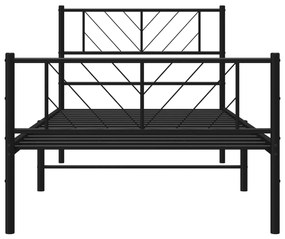 Estrutura de cama com cabeceira e pés 100x200 cm metal preto