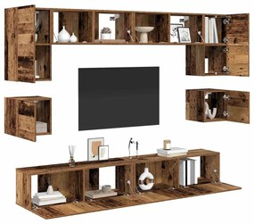 Conjunto de móvel de TV 8 pcs Madeira antiga 100 x 30 x 30 cm