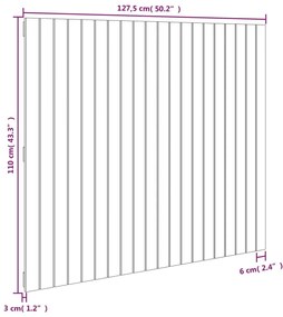Cabeceira de parede 127,5x3x110 cm madeira de pinho maciça