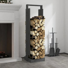 vidaXL Suporte de lenha 33,5x30x110 cm pinho maciço cinza