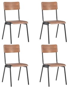 vidaXL Cadeiras de jantar 4 pcs contraplacado maciço e aço castanho