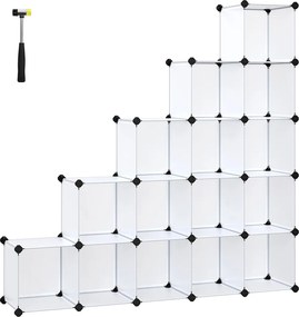 Sistema de prateleiras 125 x 125 x 31 cm encaixáveis 16 cubos Branco