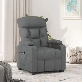 vidaXL Poltrona elevatória tecido cinzento-escuro