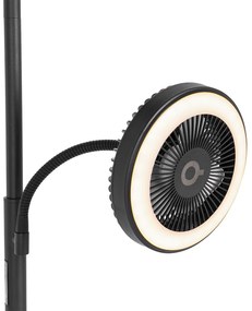 Candeeiro de pé com ventilador preto incl. LED 2700K - 4000K - Dores Moderno
