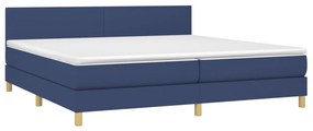 Cama com molas/colchão 200x200 cm tecido azul