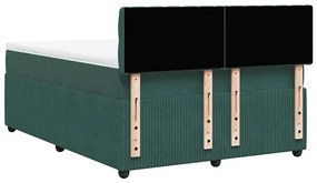 Cama com molas/colchão 140x200 cm veludo verde-escuro