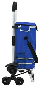 Carrinho de Compras vidaXL com Rodas e Cabo Ajustável Azul 40 L