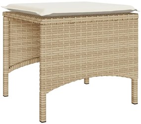 Sofá de jardim de 2 lugares com mesa e bancos vime PE bege