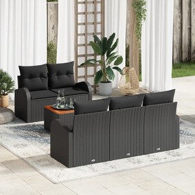 Conjunto de Sofá de Jardim vidaXL de 6 peças com Almofadas Pretas de V