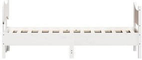 Cama sem colchão 90x190 cm madeira de pinho maciça branco