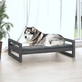Cama para cães 105,5x75,5x28cm madeira de pinho maciça cinzento