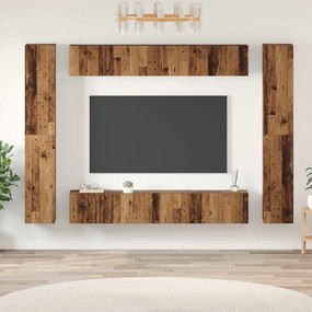 Conjunto de móvel de TV 10 pcs Madeira antiga 30.5 x 30 x 90 cm
