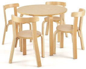 Conjunto de 5 Cadeiras e Mesa de Actividades Infantis Mesa com 4 Cadeiras Mobiliário Infantil para o Lar Natural