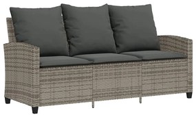 6 pcs conjunto sofás de jardim com almofadões vime cinzento
