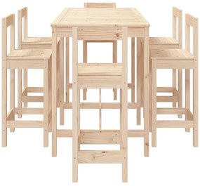 7 pcs conjunto de bar para jardim pinho maciço