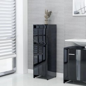 vidaXL Armário casa de banho 30x30x95 cm contrapl. preto brilhante