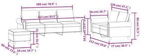 3 pcs conjunto de sofás com almofadões veludo preto