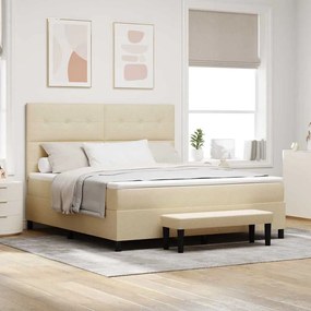 vidaXL Cama Box Spring com Colchão e Banco Crème 180x200 cm Tecido