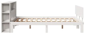 Cama com estante sem colchão 160x200 cm pinho maciço branco