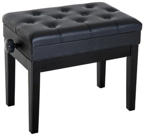 HOMCOM Banco de Piano com Espaço de Armazenamento Altura Ajustável com Assento Acolchoado Carga 200 kg 54,5x33x48-58 cm Preto