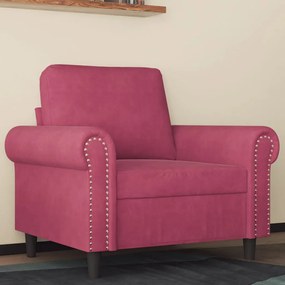 vidaXL Poltrona 60 cm veludo vermelho-tinto