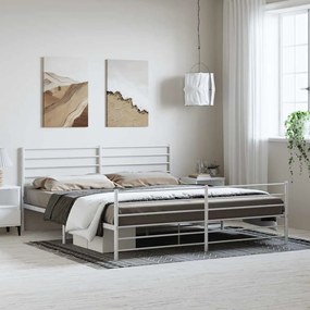 Estrutura de cama com cabeceira e pés 193x203 cm metal branco