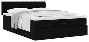 Cama otomana com colchão 140x200 cm tecido preto