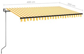 Toldo retrátil automático 400x350 cm amarelo e branco