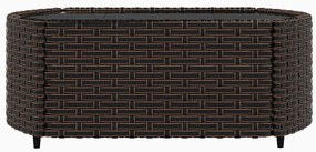 3 pcs conjunto lounge jardim c/ almofadões vime PE castanho