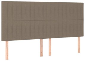 Cabeceira cama c/ LED tecido 200x5x118/128 cm cinza-acastanhado