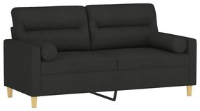 Sofá 2 lugares + almofadas decorativas 140 cm tecido preto
