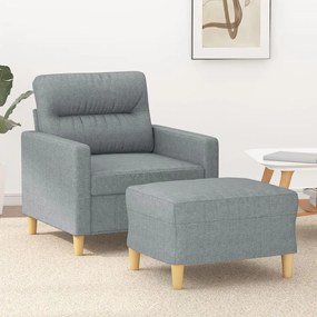 vidaXL Poltrona com apoio de pés 60 cm tecido cinzento-claro