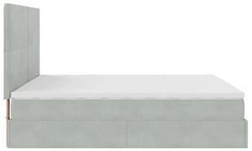 Estrutura cama otomana colchões 160x200cm veludo cinzento claro