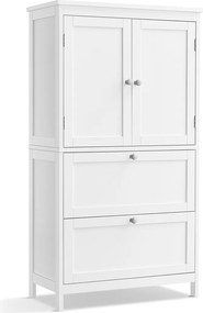 Armário de casa de banho 30 x 60 x 110 cm com 2 portas e 2 gavetas Branco