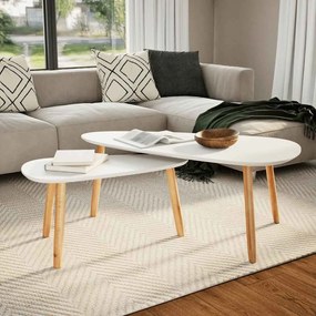 Conjunto mesas de centro 2 pcs pinho maciço branco