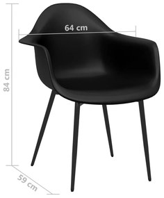 Cadeiras de jantar 4 pcs PP preto