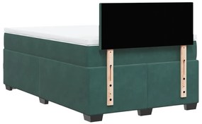 Cama boxspring com colchão 120x200 cm veludo verde-escuro
