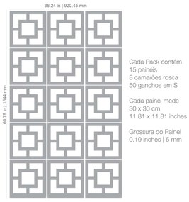 Biombo Suspenso Padrão Peniche (Tamanho: 30 x 30 cm, Material: PVC 5 mm, Cor PVC: Branco, PACKS: Pack de 15 Peças)