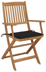 Cadeiras de jardim dobráveis c/ almofadões 2 pcs acácia maciça