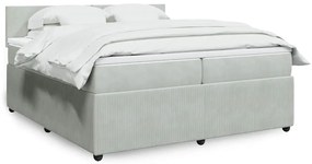vidaXL Cama com molas/colchão 200x200 cm veludo cinzento-claro