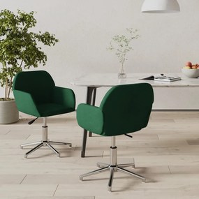 Cadeiras de jantar giratórias 2 pcs tecido verde-escuro