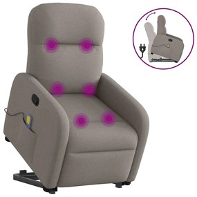 Poltrona elevatória de massagens tecido cinzento-acastanhado