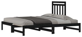 Sofá-cama de puxar 2x(90x200) cm pinho maciço preto